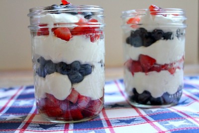 Red, White and Blue Berry Cheesecake Mousse - Recipe Boy