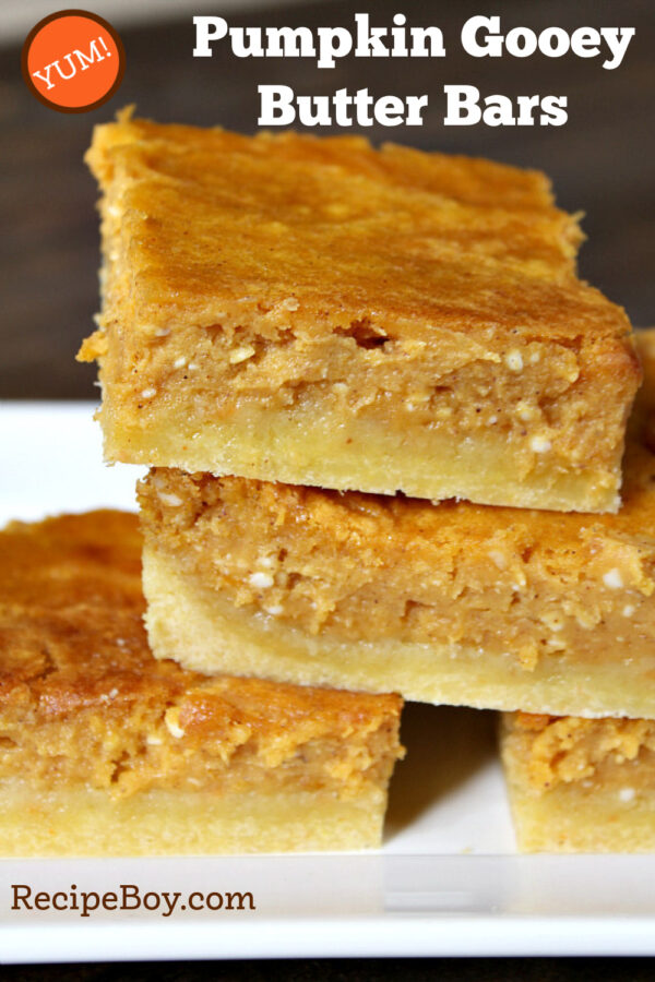 pinterest image for pumpkin gooey butter bars