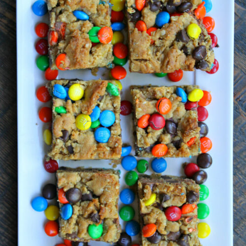 Monster Cookie Chocolate Cheesecake Bars - Recipe Boy