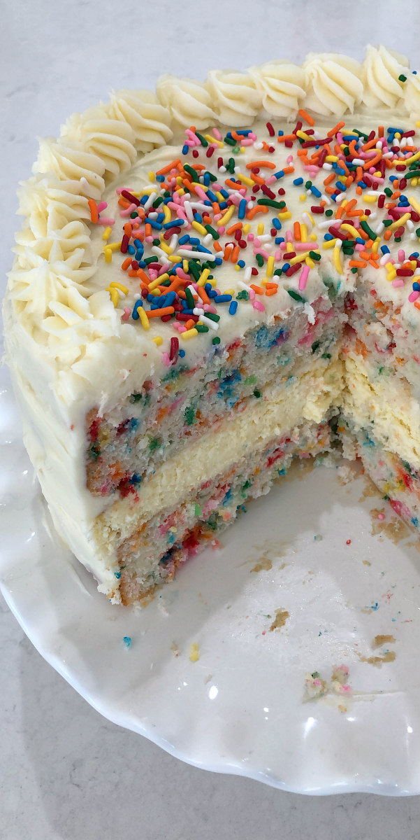 Rainbow Sprinkle Confetti Cake with Vanilla Buttercream Recipe | Chelsey  White | Food Network