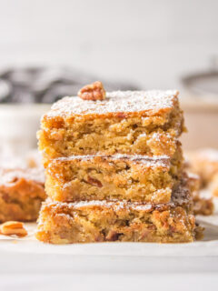 stack of three maple butterscotch blondies