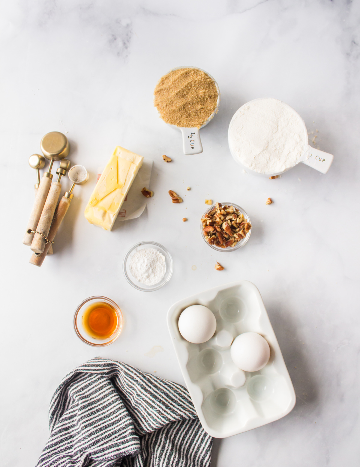 ingredients displayed for making maple butterscotch blondies