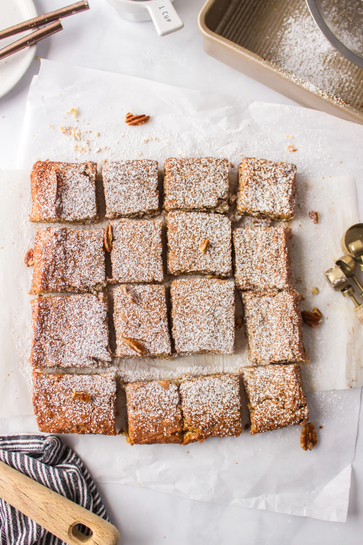 maple butterscotch blondies cut into squares