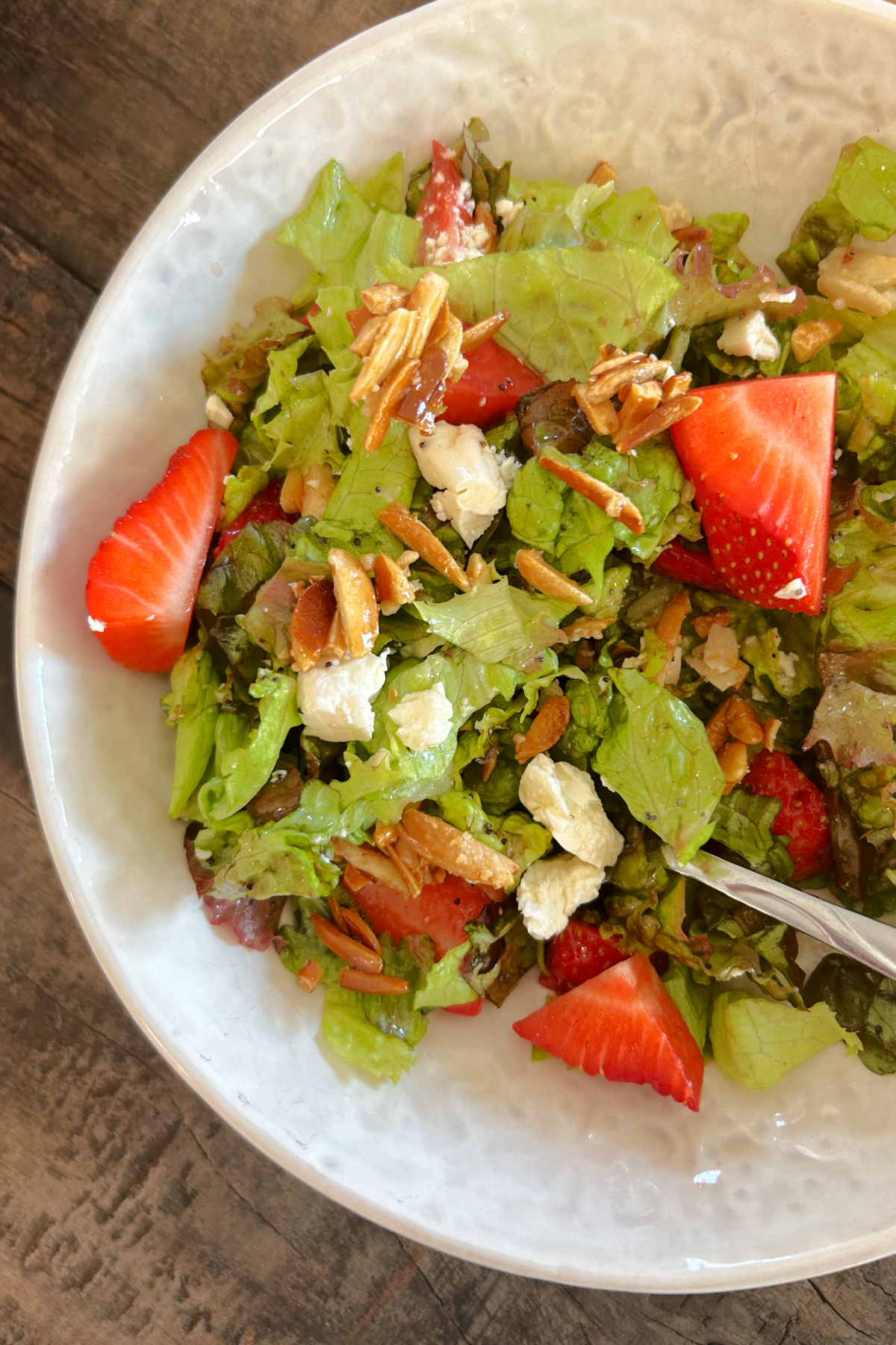 bowl of strawberry almond salad