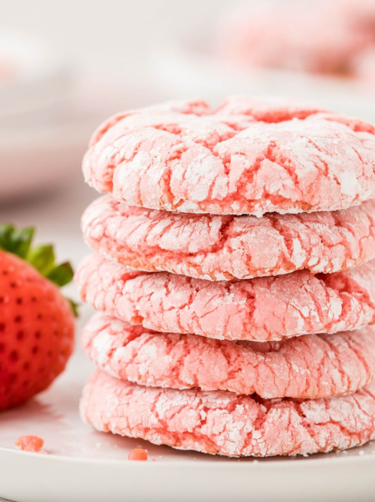 stack of strawberry cake mix cookies