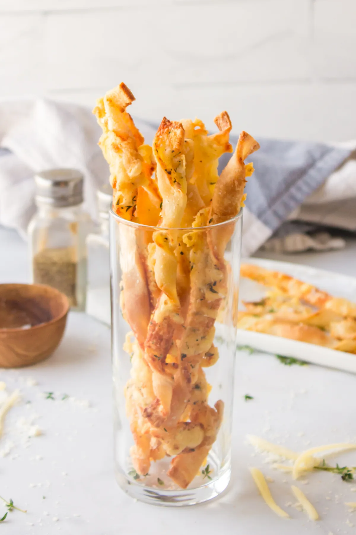 glass of cheese straws