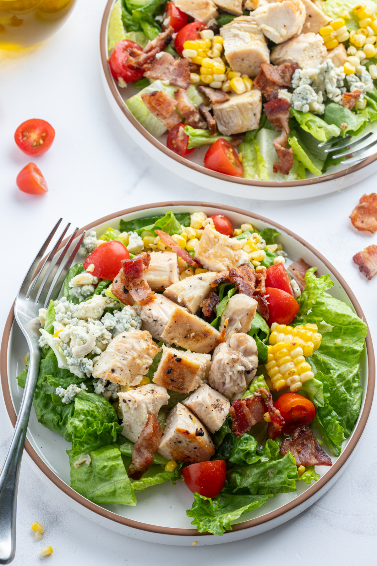 plates of grilled cobb salad