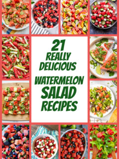 pinterest image for collage of watermelon salad recipes