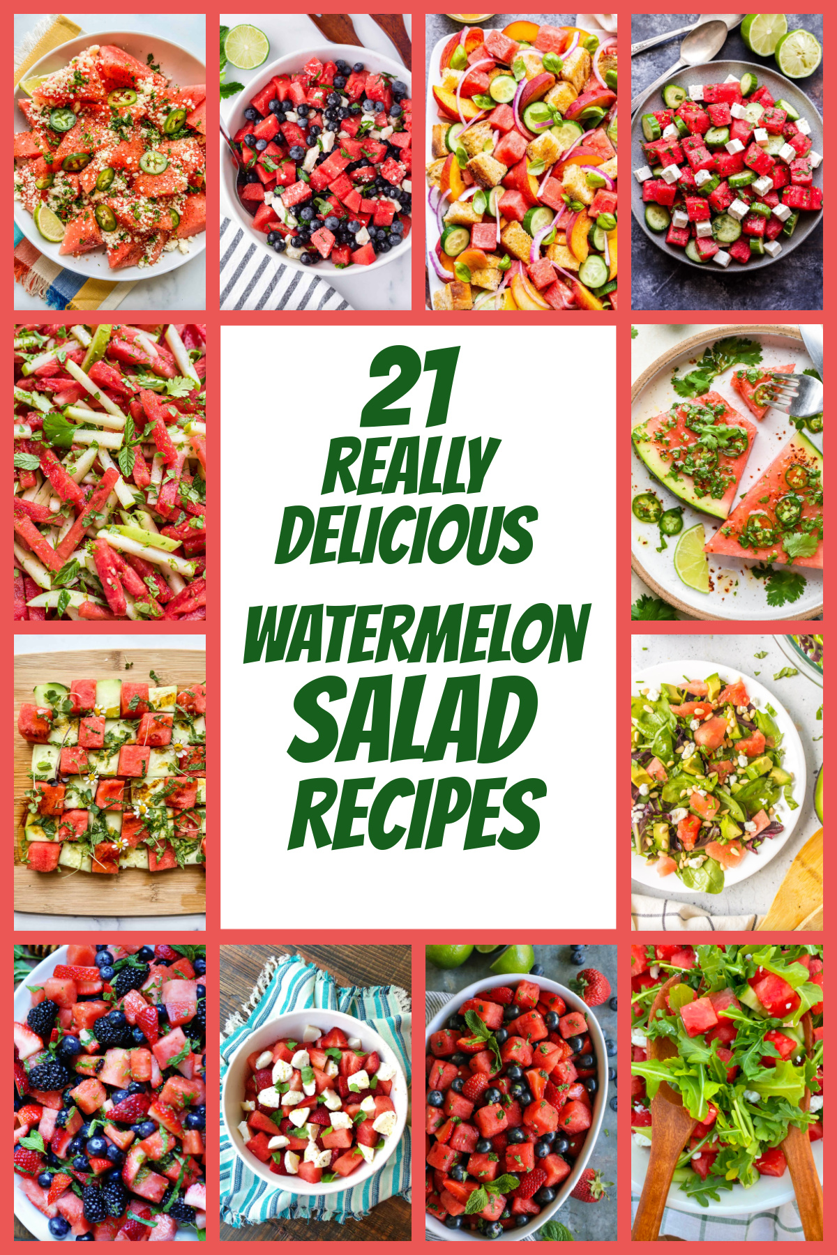 pinterest image for collage of watermelon salad recipes