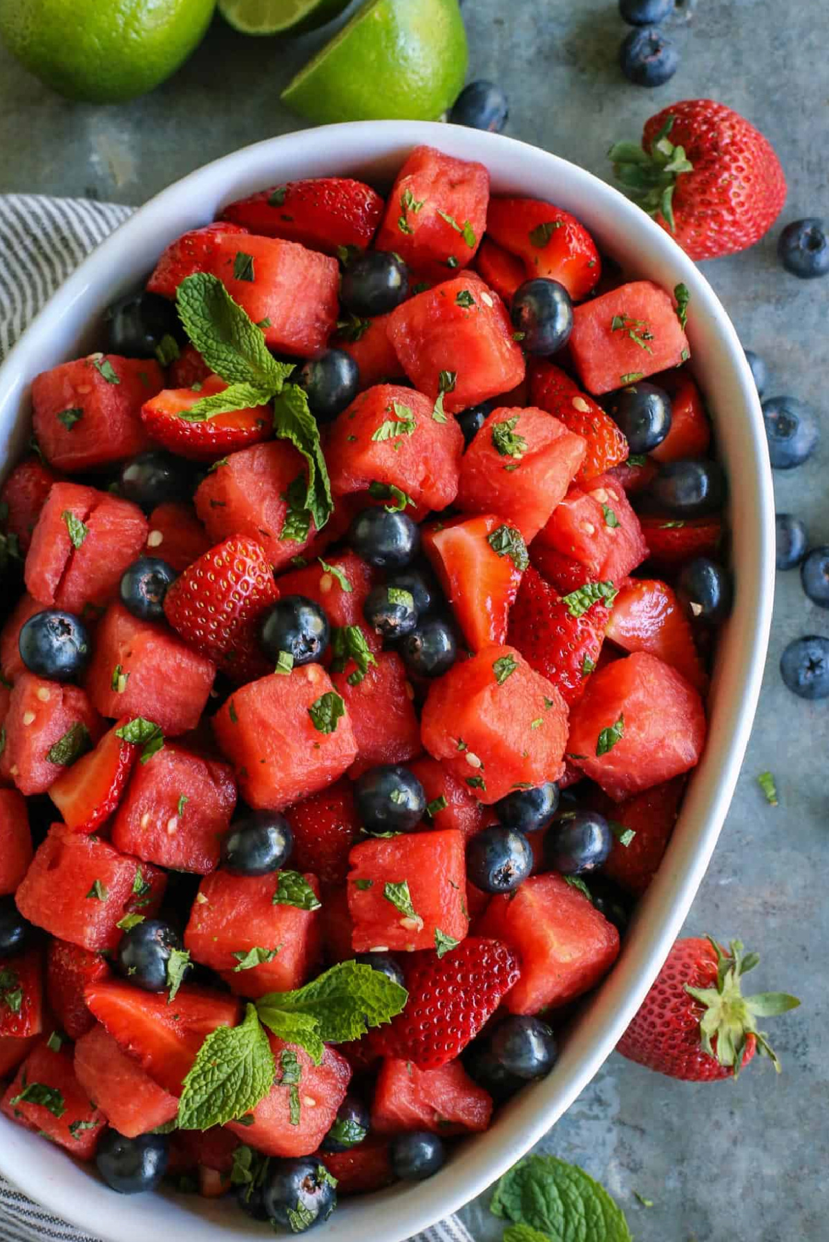 bowl of mojito watermelon salad