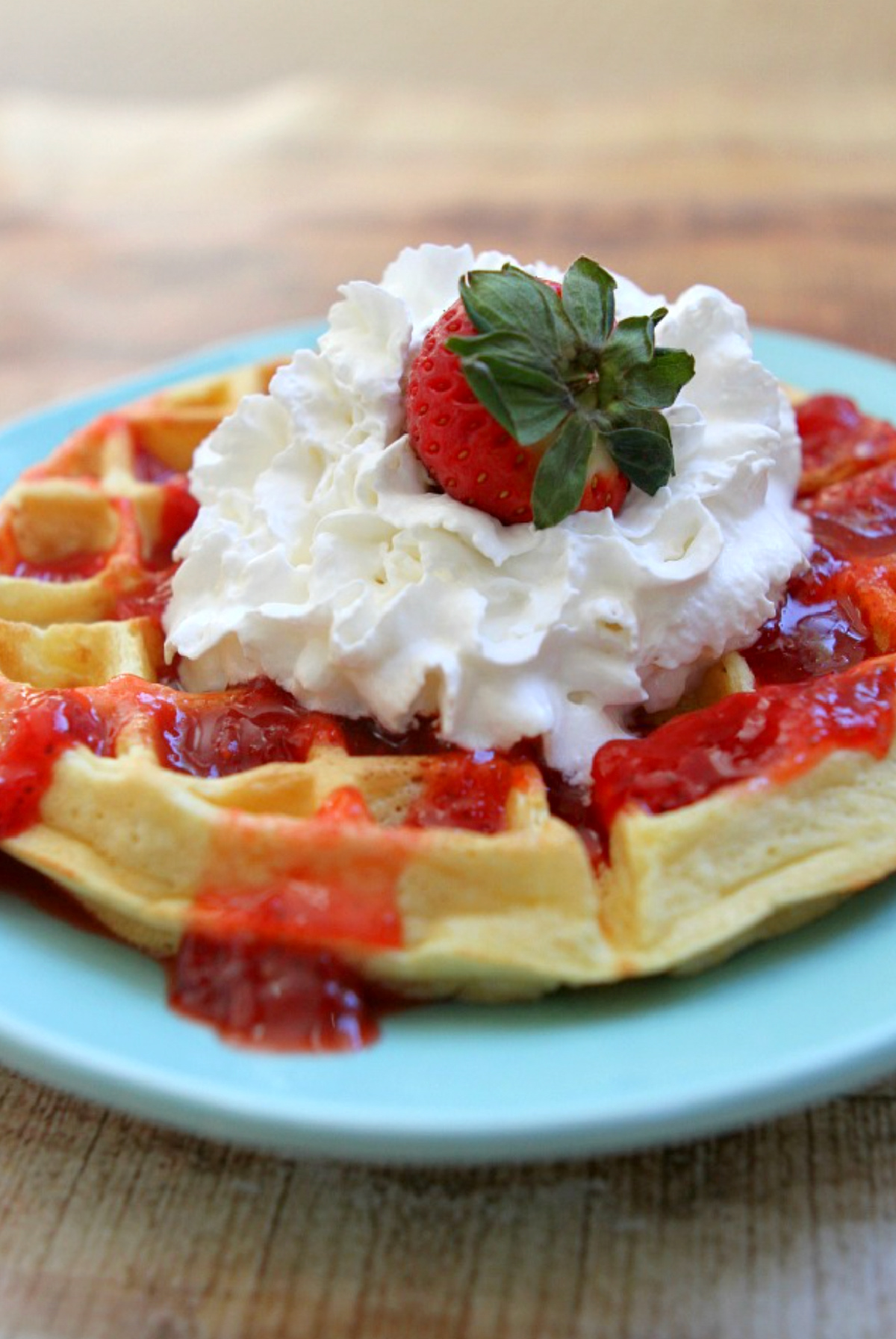 strawberry topped waffle