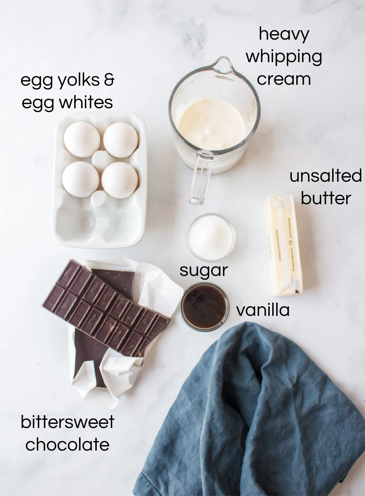 ingredients displayed for making chocolate mousse