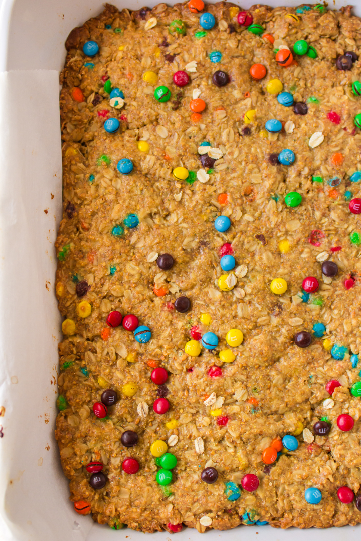 pan of M&M granola bars