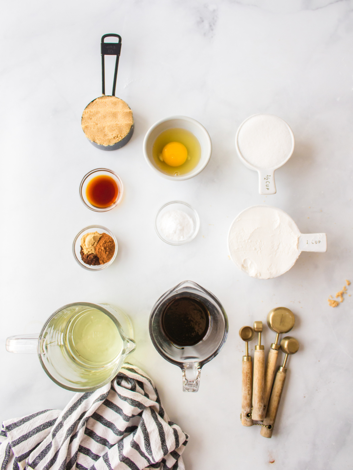 ingredients displayed for making crackle top molasses cookies