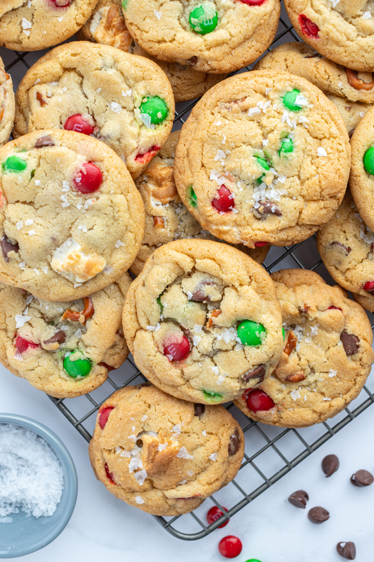 christmas kitchen sink cookies on cooling rack