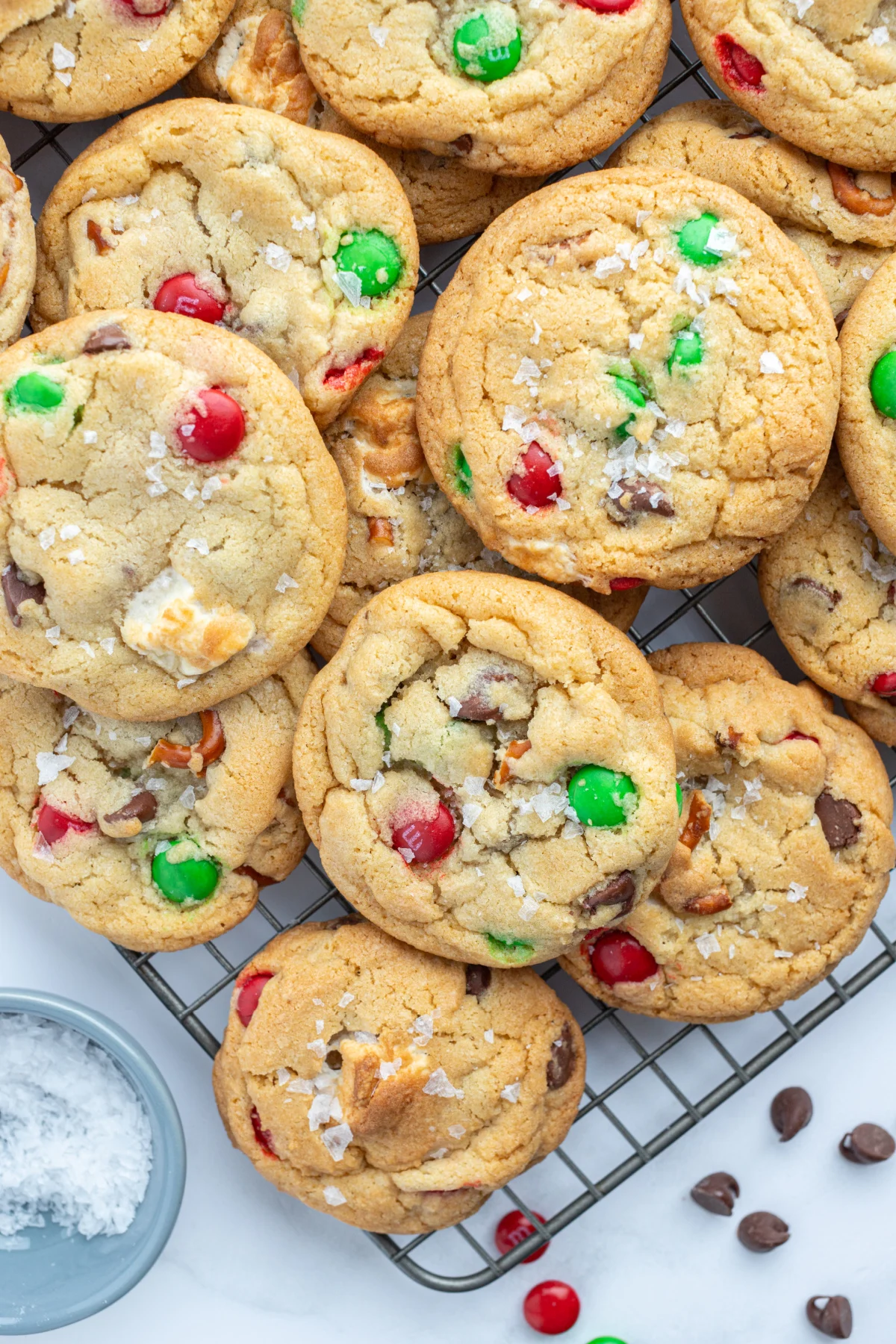 christmas kitchen sink cookies on cooling rack