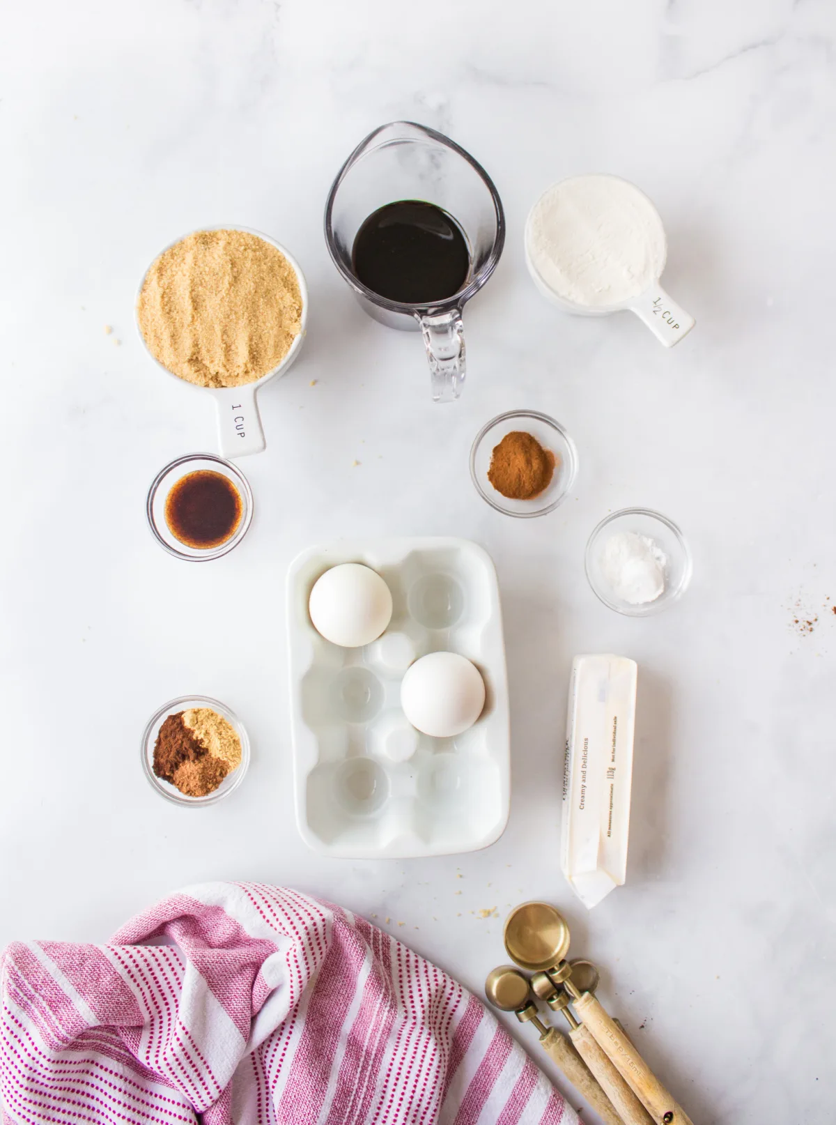 ingredients displayed for making gingerbread blondies