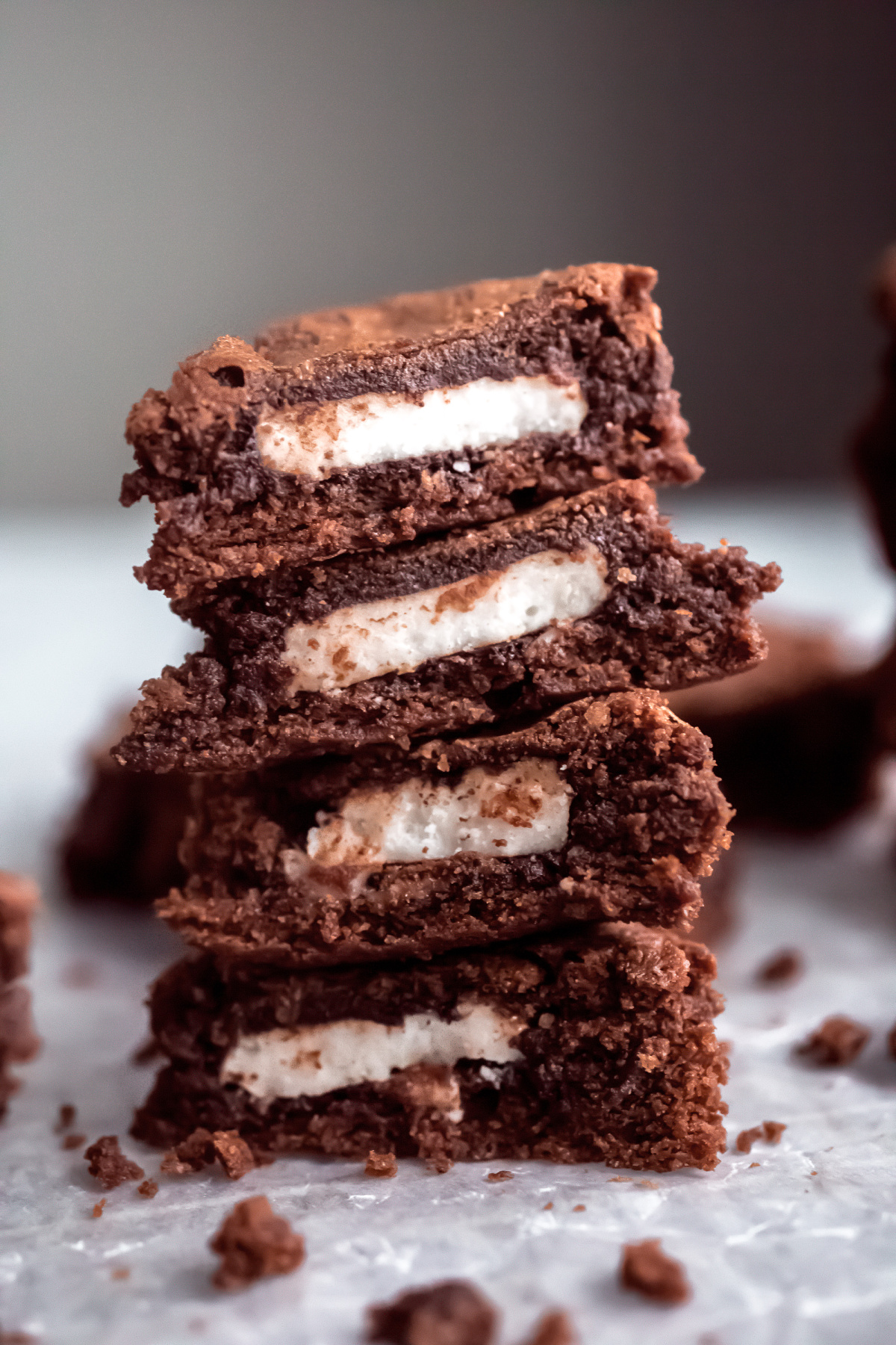 stack of peppermint surprise brownies