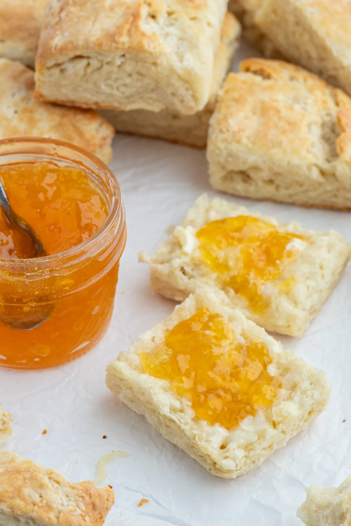 baking powder biscuit cut with jam