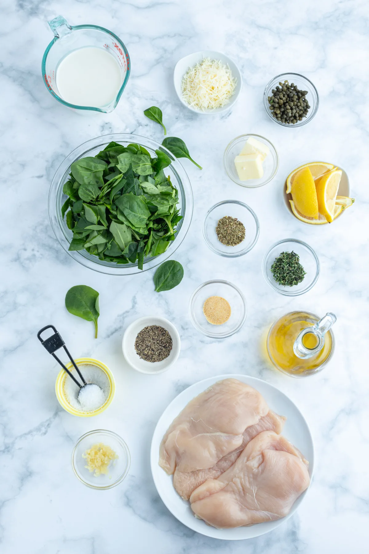 ingredients shared for making Mediterranean Chicken Skillet